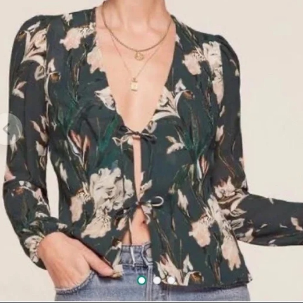 Reformation tie front blouse